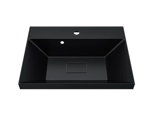 Раковина для ванной Uperwood Classic New 60 см, черная глянцевая, с накладкой для слива
