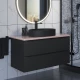 Комплект Тумба со столешницей для ванной Uperwood Tanos (100 см, черная/бук светлый, с накладной раковиной Rome, цвет черный)