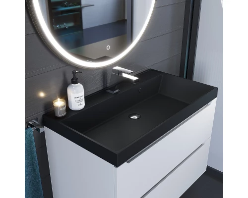 Раковина кварцевая для ванной Uperwood Classic Quartz (80 см, черная матовая, уголь)