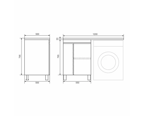 Тумба под стиральную машину Uperwood Magenta (60 см, напольная, черная, с дверцами)