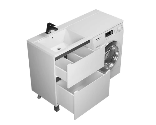 Тумба под стиральную машину Uperwood Tanos (60 см, напольная, белая/графит, 2 ящика)