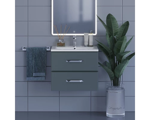 Тумба с раковиной для ванной Uperwood Foster (60 см, подвесная, серый графит)