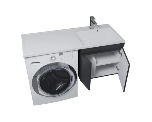 Тумба с раковиной под стиральную машину Uperwood Magenta (60/120 см, подвесная, черная, с дверцами, правая)