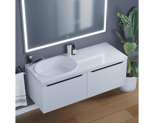 Тумба с раковиной для ванной комнаты Uperwood Tanos-Bruks (120 см, подвесная, левая, белая/графит)