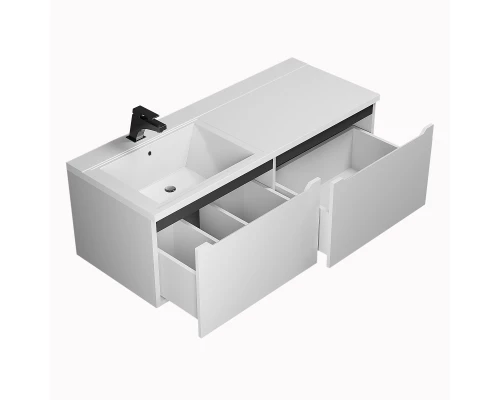 Тумба с раковиной Uperwood Tanos-Cosmos 120 см, подвесная, левая, белый/графит