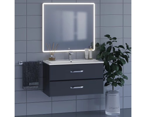 Тумба с раковиной для ванной Uperwood Foster (90 см, подвесная, черная)