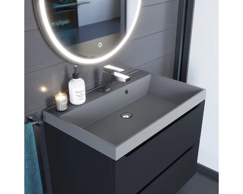 Раковина кварцевая для ванной Uperwood Classic Quartz (70 см, серая матовая, бетон)