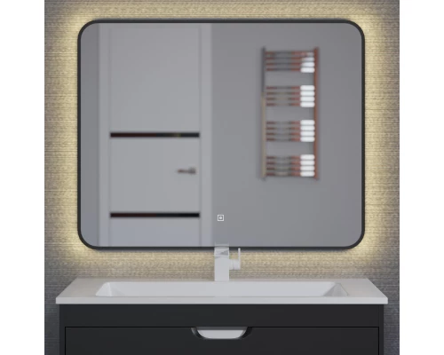 Зеркало для ванной с подсветкой Uperwood Modul (80*80 см, сенсорная кнопка, антизапотевание, черное, теплая подсветка)