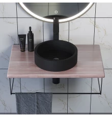 Комплект столешница для ванной Uperwood Tanos (с накладной раковиной Round и кронштейнами 70 см, бук светлый)