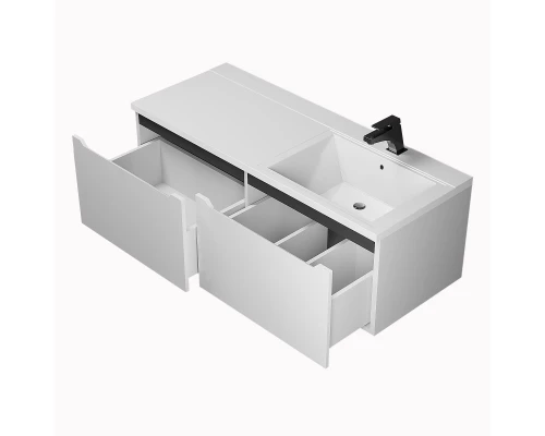 Тумба под раковину для ванной комнаты Uperwood Tanos (120 см, подвесная, правая, белая/графит)