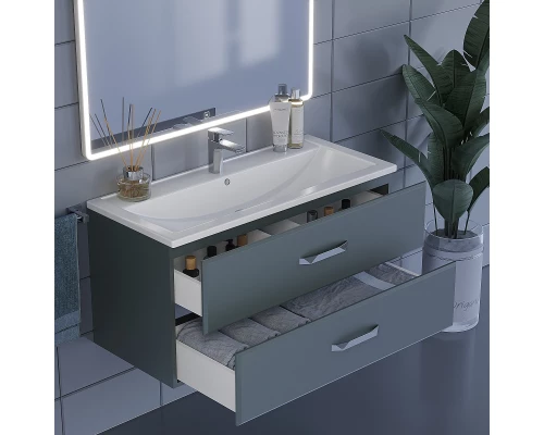 Тумба с раковиной для ванной Uperwood Foster (100 см, подвесная, серый графит)