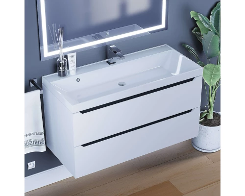 Тумба под раковину для ванной комнаты Uperwood Tanos подвесная (100 см, белая/графит)