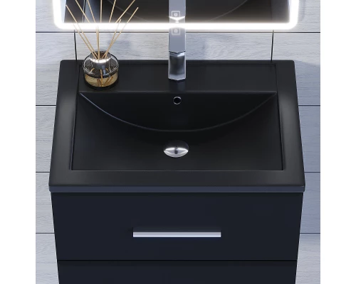 Раковина кварцевая для ванной Uperwood Foster Quartz (60 см, черная матовая, космос)