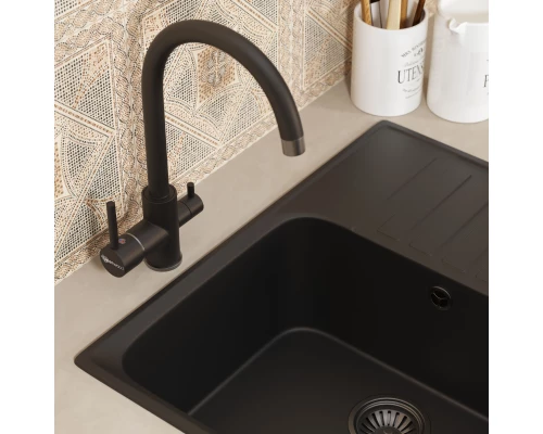 Смеситель для кухни Uperwood UPD-003 (05, с фильтром для питьевой воды, вороненая сталь/уголь)