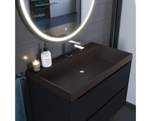 Раковина кварцевая для ванной Uperwood Classic Quartz (80 см, коричневая матовая, трюфель)