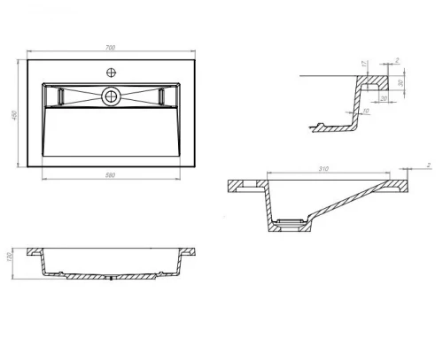 Раковина для ванной Uperwood Next Premium 70х45х13 см, черная глянцевая