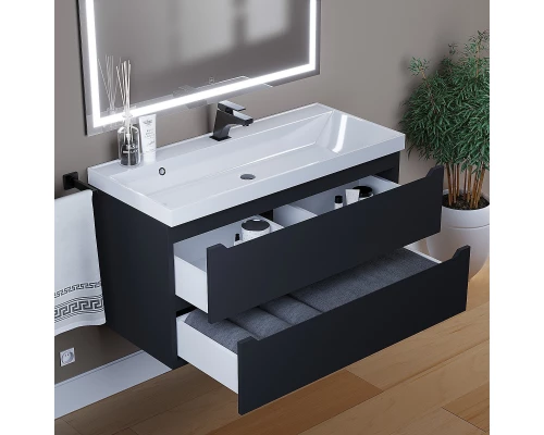 Тумба под раковину для ванной комнаты Uperwood Tanos подвесная (100 см, черная)