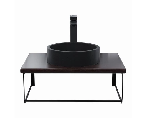 Комплект столешница для ванной Uperwood Tanos (с накладной раковиной Round и кронштейнами 60 см, бук темный)