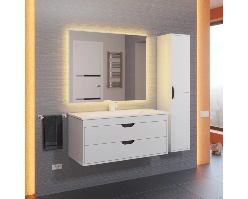 Тумба с раковиной для ванной Uperwood Modul (100 см, подвесная, матовая, белая/графит)