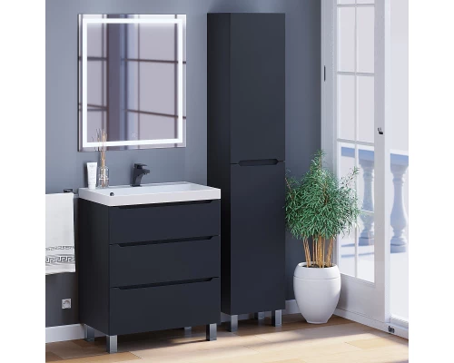 Тумба под раковину для ванной комнаты Uperwood Tanos напольная (70 см, черная, 3 ящика)