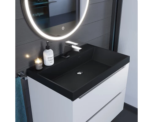 Раковина кварцевая для ванной Uperwood Classic Quartz (70 см, черная матовая, уголь)