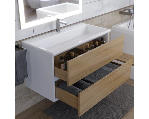 Раковина для ванной полувстраиваемая Uperwood Barsa 90 см, прямоугольная, белая