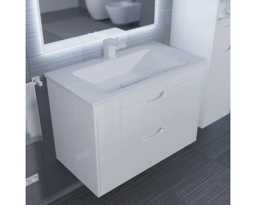 Тумба с раковиной для ванной Uperwood Modul (80 см, подвесная, глянцевая, белая)