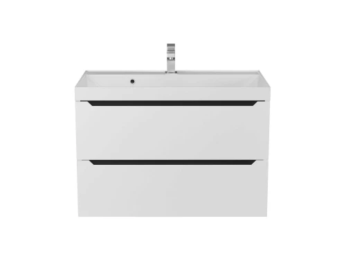 Тумба с раковиной для ванной Uperwood Tanos (80 см, подвесная, матовая, белая/графит)