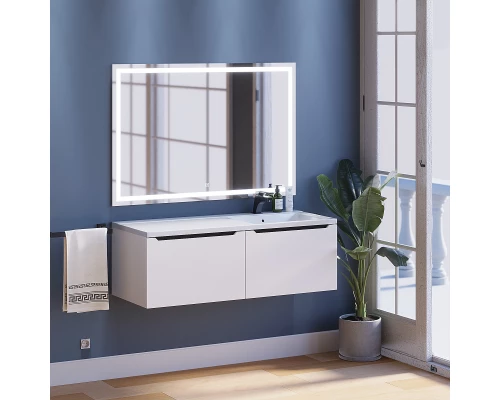 Тумба под раковину для ванной комнаты Uperwood Tanos (120 см, подвесная, правая, белая/графит)