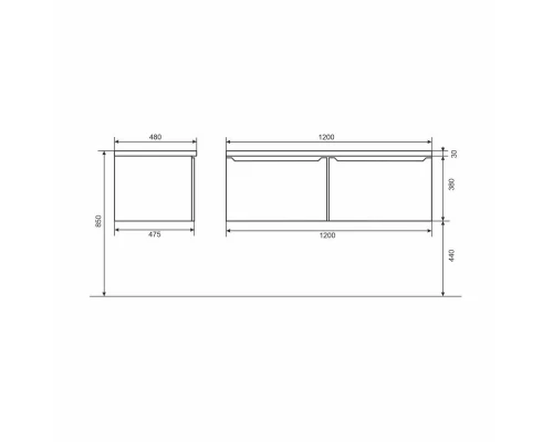 Тумба под раковину для ванной комнаты Uperwood Tanos (120 см, подвесная, правая, белая)