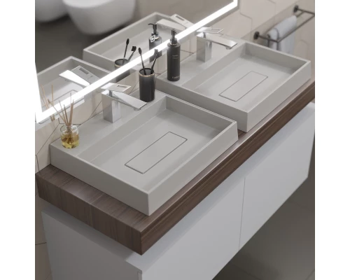 Раковина для ванной накладная кварцевая Uperwood Tanos Quartz (50 см, прямоугольная, с декоративной накладкой, жасмин)