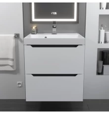 Тумба с раковиной для ванной Uperwood Tanos (50 см, подвесная, матовая, белая/графит)