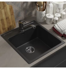 Кухонная мойка из искусственного камня Uperwood UPD-406 (прямоугольная, цвет уголь)