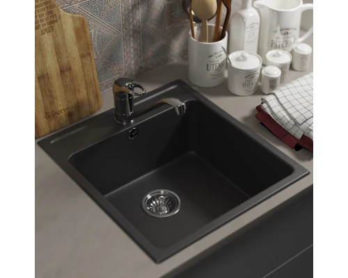 Кухонная мойка из искусственного камня Uperwood UPD-406 (прямоугольная, цвет уголь)