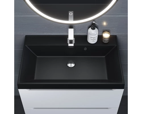 Раковина кварцевая для ванной Uperwood Classic Quartz (70 см, черная матовая, уголь)