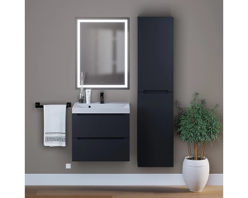 Тумба с раковиной для ванной Uperwood Tanos (60 см, подвесная, матовая, черная)