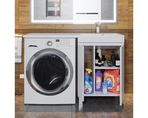 Тумба с раковиной под стиральную машину Uperwood Magenta (60/120 см, напольная, белая, с дверцами, правая)