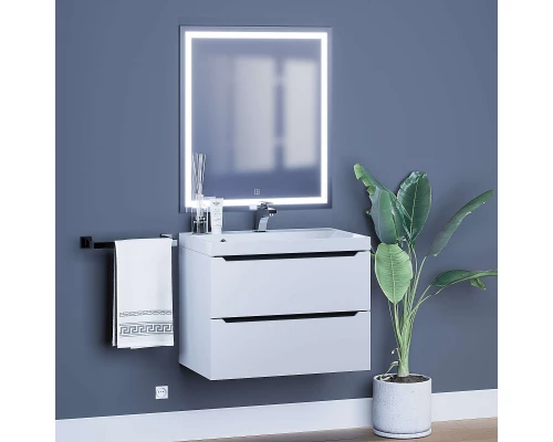 Тумба с раковиной для ванной Uperwood Tanos (70 см, подвесная, матовая, белая/графит)