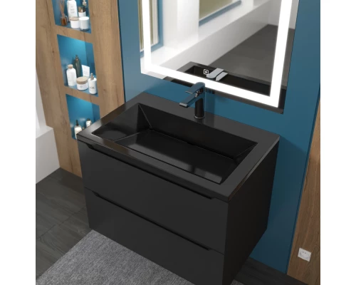 Раковина для ванной Uperwood Olivia 70 см, черная глянцевая