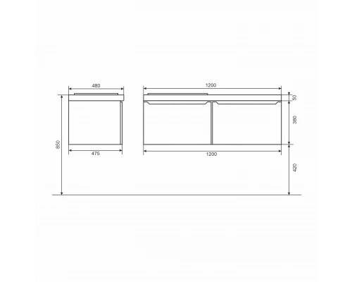 Тумба с раковиной для ванной комнаты Uperwood Tanos-Bruks (120 см, подвесная, левая, белая)