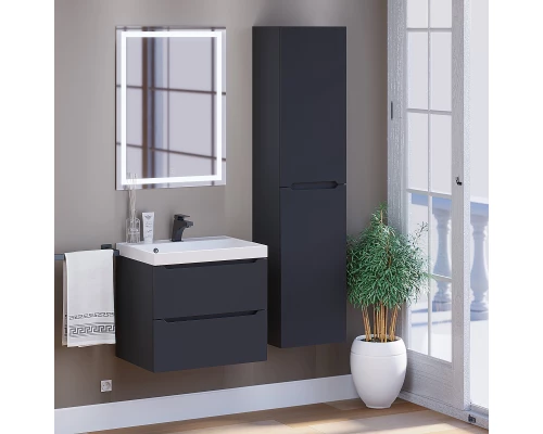 Тумба с раковиной для ванной Uperwood Tanos (60 см, подвесная, матовая, черная)