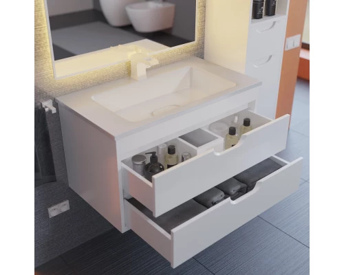 Тумба с раковиной для ванной Uperwood Modul (80 см, подвесная, матовая, белая)