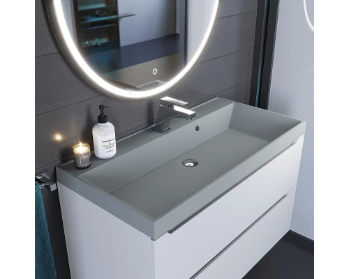 Раковина кварцевая для ванной Uperwood Classic Quartz (100 см, серая матовая, платина)