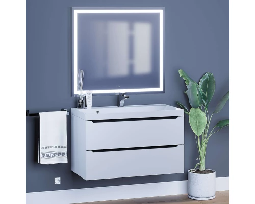 Тумба под раковину для ванной комнаты Uperwood Tanos подвесная (90 см, белая/графит)