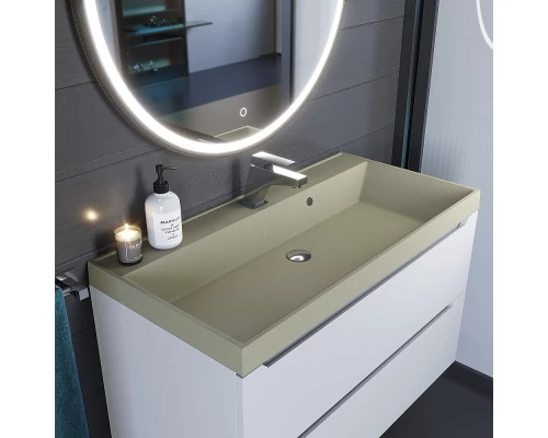 Раковина кварцевая для ванной Uperwood Classic Quartz (100 см, бежевая матовая, десерт)