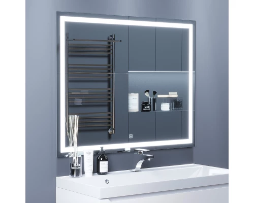 Зеркало для ванной с подсветкой Uperwood Tanos (100*80 см, LED подсветка, сенсорный выключатель, антизапотевание)