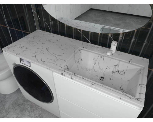 Раковина над стиральной машиной Uperwood Марсал (120 см, правая, белый мрамор)