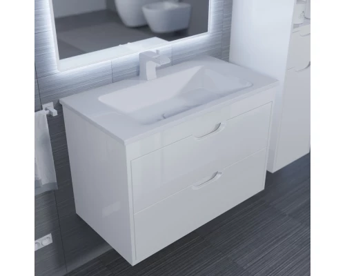 Тумба под раковину для ванной Uperwood Modul (80 см, подвесная, глянцевая, белая)