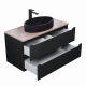 Комплект Тумба со столешницей для ванной Uperwood Tanos (100 см, черная/бук светлый, с накладной раковиной Rome, цвет черный)
