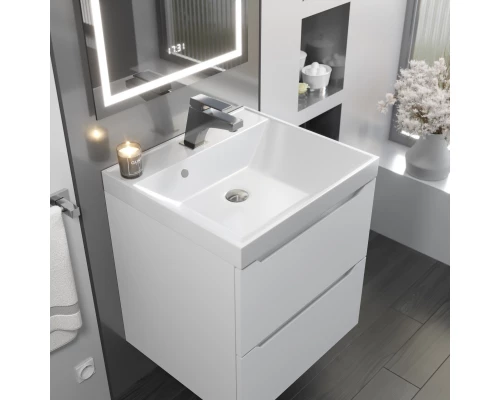 Тумба с раковиной для ванной Uperwood Tanos (50 см, подвесная, матовая, белая)